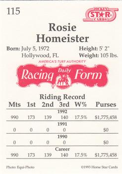 1993 Jockey Star #115 Rosie Homeister Back